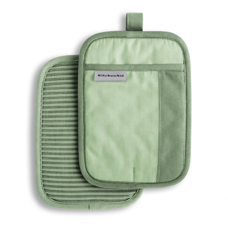 KitchenAid Beacon 2-Piece Potholder, Pistachio/Graphite Green