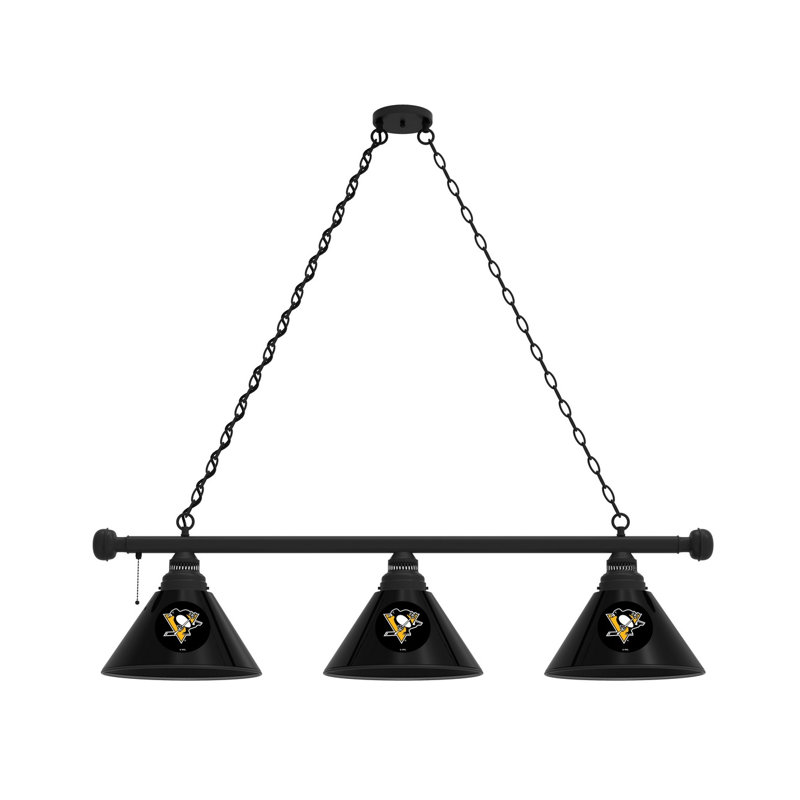 3 - Light Pool Table Lights Pendant, Black, Pittsburgh Penguins