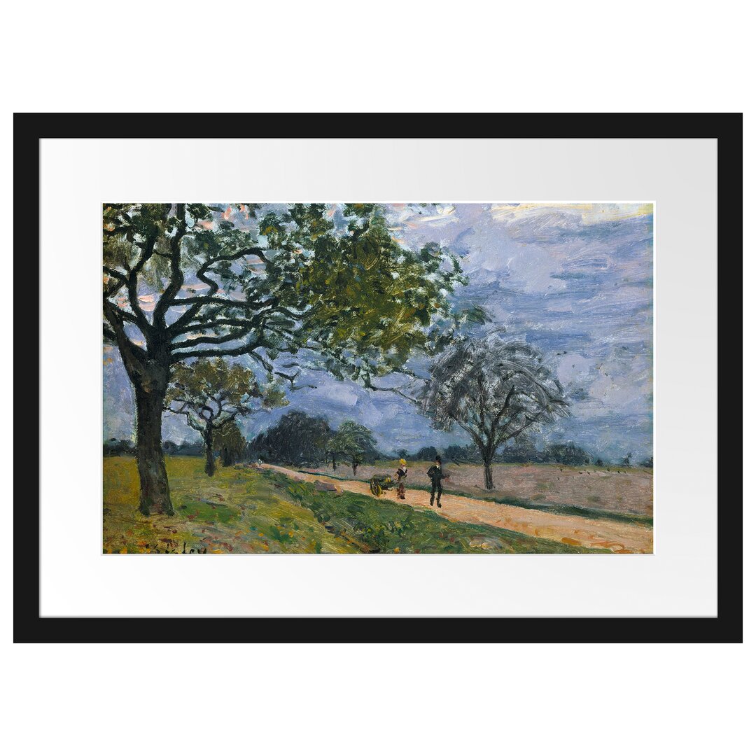 Gerahmtes Poster Der Weg von Versailles nach Louvecienne von Alfred Sisley