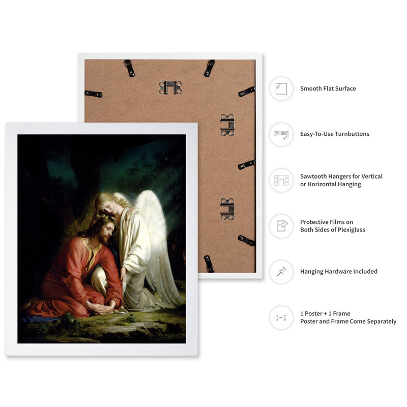 Jésus-Christ dans le jardin de Gethsémani, Affiche, Encadrement blanc, H 16 po x l 20 po