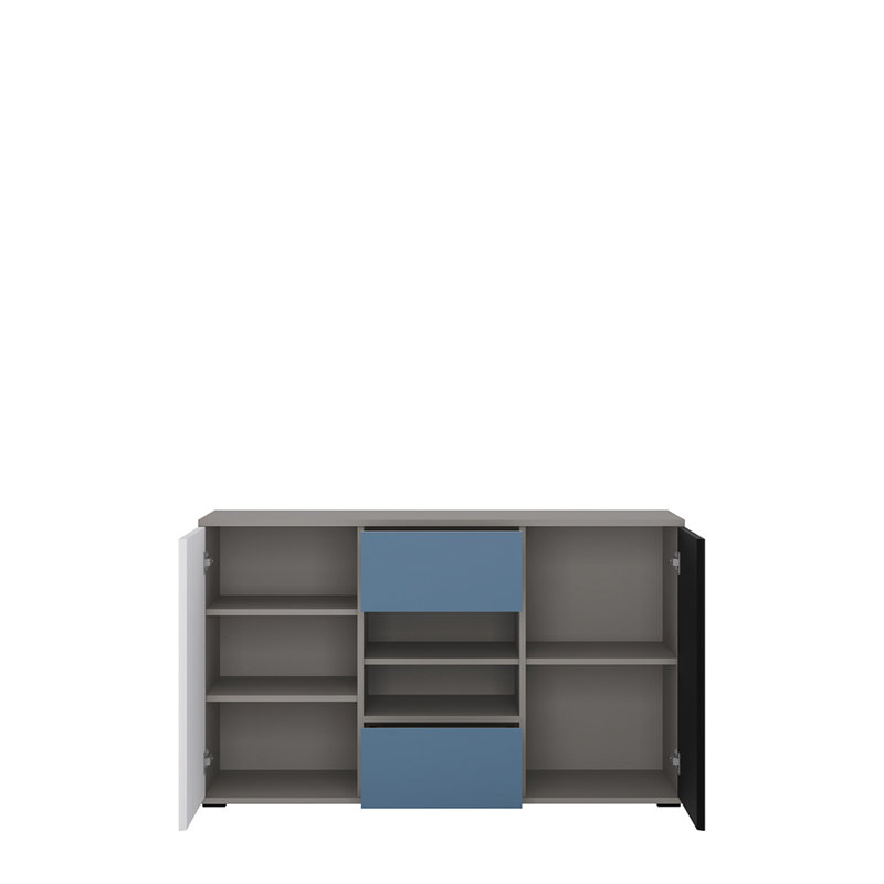 Huyet 2 Drawer Chest, White/Black/Soft Blue