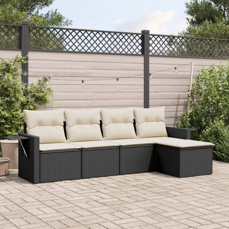 Ensemble de canapé de jardin Vidaxl noir, blanc crème