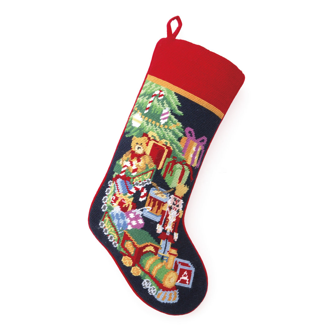 Toy Train Needlepoint Stocking Peking Handicraft