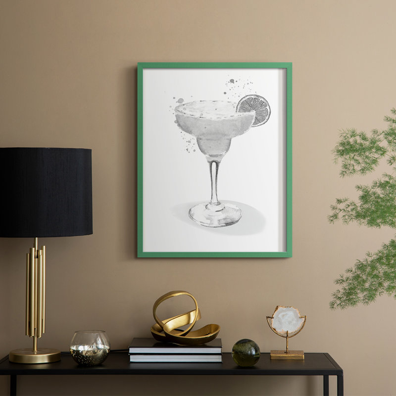 Habillé de margarita blanche, reproduction encadrée - bois massif, H 21 po x l 17 po, Vert