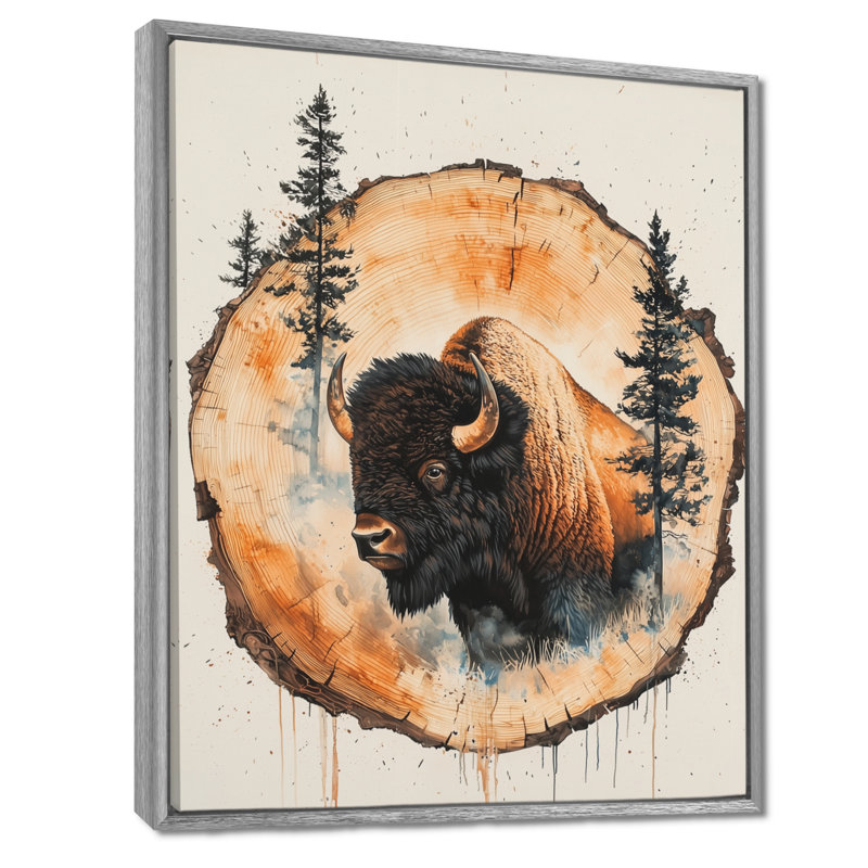 Ghison American Bison Into The Woods III - Bison, art mural, H 20 po x l 12 po, Reproduction avec cadre flottant