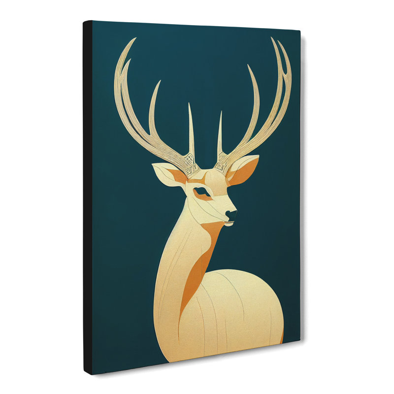 Deer Deco Style - Wrapped Canvas, 50cm H x 35cm W x 3cm D