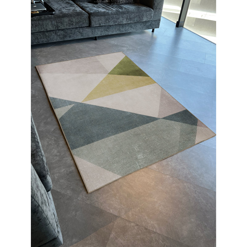 Tapis décoratif multicolore à motif géométrique triangulaire, Tapis de couloir 3 pi 3,37 po x 9 pi 10,11 po