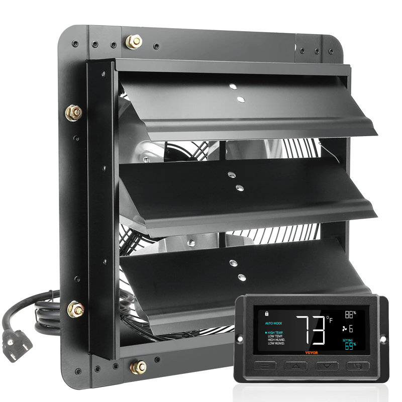 Ventilateur d'extraction à volets, 30 cm (12 po) avec régulateur de température et d'humidité, 940 pi³/min (26 m³/min), ventilateur mural de grenier à 10 vitesses réglables, moteur EC, ventilation et refroidissement pour serres, garages, remises, homologué ETL