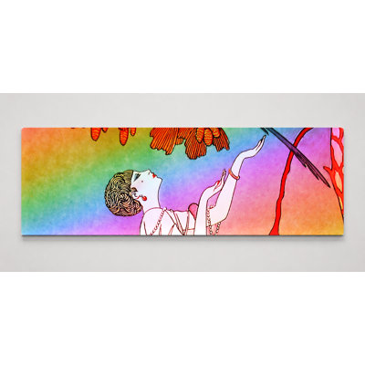«Woman Reaching to Bird in Tree», art mural panoramique sur toile