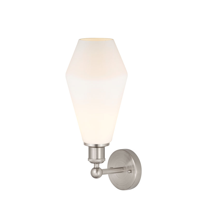 Amylea Armed Sconce, Cased Matte White, Brushed Satin Nickel