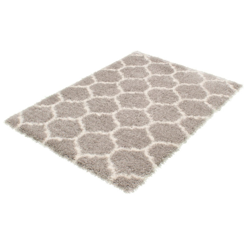 Tapis gris / ivoire Vieira Trellis, Rectangle 6 pi 7 po x 9 pi 6 po
