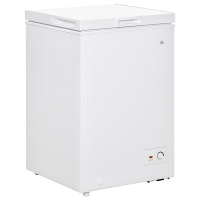 Compact Chest Freezer With Removable Basket, Mini Freezer With Single Door 7 Temperature Setting, Drain Hole For Apartment, Kitchen, Or Office, White
