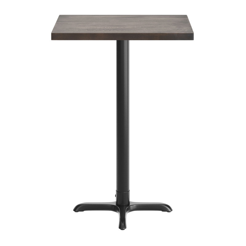 Plateau de table rectangulaire en bois massif avec base en X, H 43,5 po x L 30 po x l 24 po, Bois brun foncé, Noir