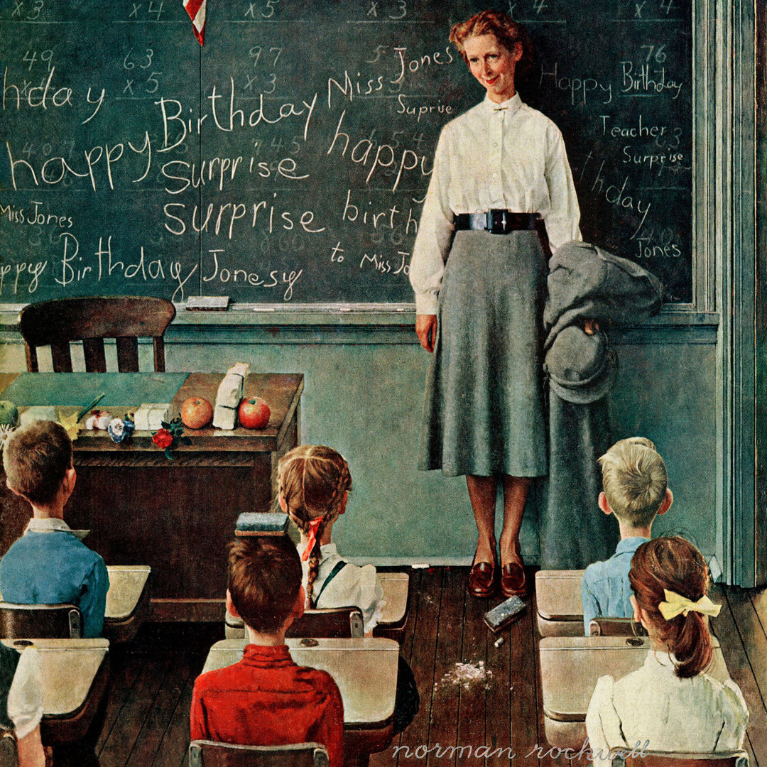 'Happy Birthday, Miss Jones' by Norman Rockwell Painting Print on Wrapped Canvas Vault W Artwork 