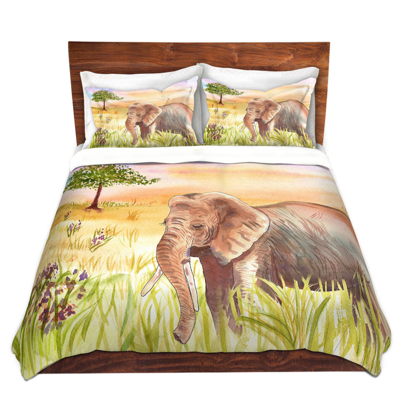 Ensemble de housse de couette éléphant ellie, 1 housse de couette grand + 2 taies standards