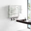 Glass Doors Modern Two-Door Wall Cabinet With Featuring Two-Tier Enclosed Storage, An Open Shelf, And Towel Rack