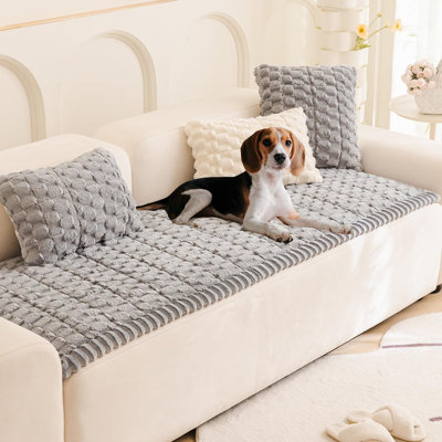 Housse de canapé pour chien Housses de canapé floues pour animaux de compagnie, jacquard géométrique Corail Canapés lavables antidérapants pour animaux de compagnie Housse de protection pour coussin Tapis de lit pour chien
