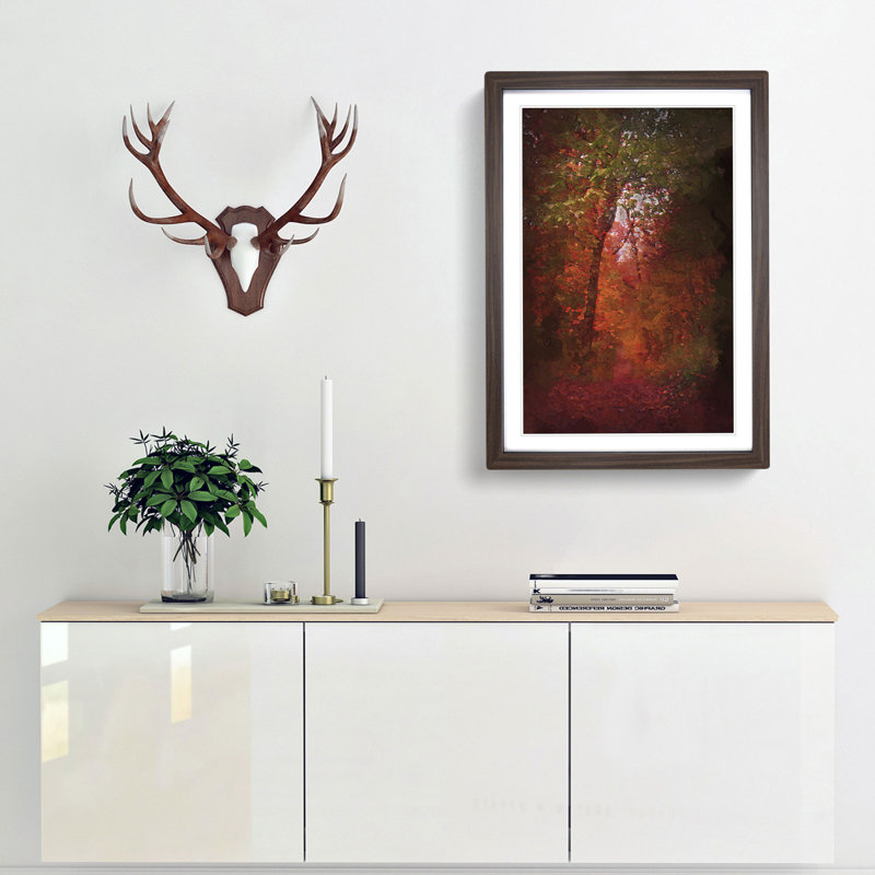 Path Through the Forest in Abstract - Picture Frame Graphic Art Print, Walnut Framed, 48cm H x 36cm W x 2cm D
