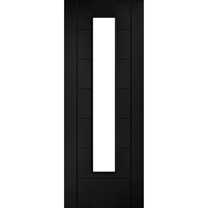 Laminate Linear Glazed Pre-finished Black Doors, 83.8mm x 198.1mm