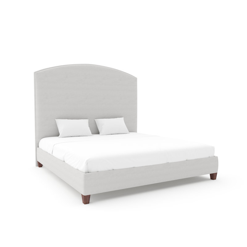 Benjamin Bed With 9" Rails, Weathered, Posh Life Performance Velvet Dove, King