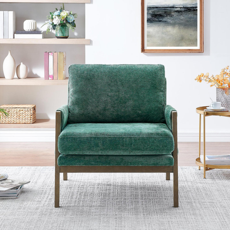 Kelly Mid-Century Modern Velvet Accent Armchair, Green