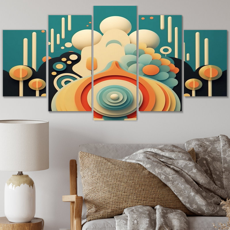  «Futur minimalisme géométrie de la Conscience IV - impression sur toile géométrique moderne - 5 panneaux