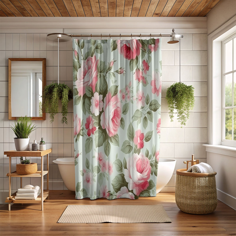 Rideau de douche 1 pièce Cozy Grace, H 74 po x l 71 po