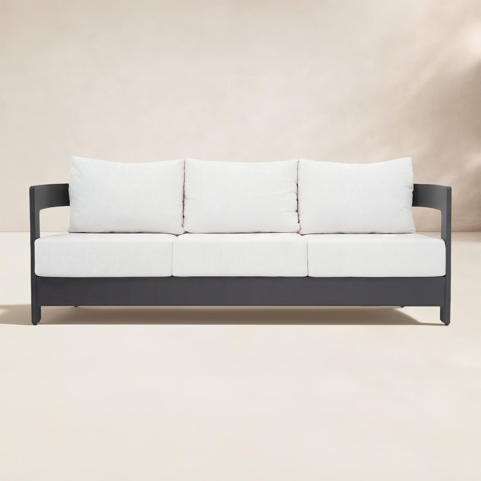 Frances 77" Sunbrella® Patio Sofa, White Cushion/Black Frame