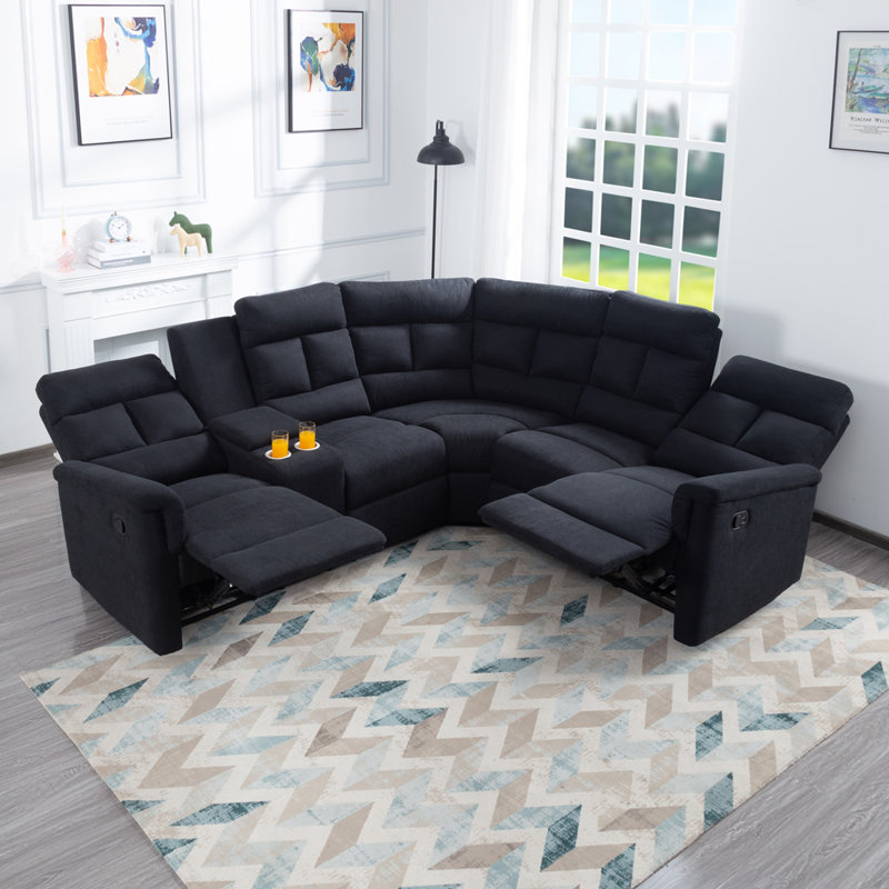 Upholstered Reclining Curved Sectional Symmetrical