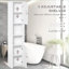 Grande armoire de rangement autoportante pour salle de bain - 2 tablettes et 2 armoires en lin blanc avec rangement au sol étroit de style moderne pour la décoration intérieure