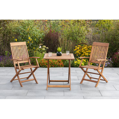 Choteau 2 - Person Eucalyptus Solid Wood Patio Dining Set Extendable Rectangular Table