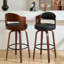 Tabourets de bar pivotants en bois courbé - Cuir PU idéal pour îlot de cuisine, bar personnel et espaces de travail-13208190-13208185