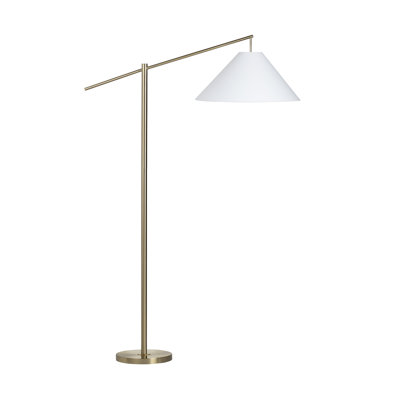 68.25" Steel Floor Lamp With White Linen Shade
