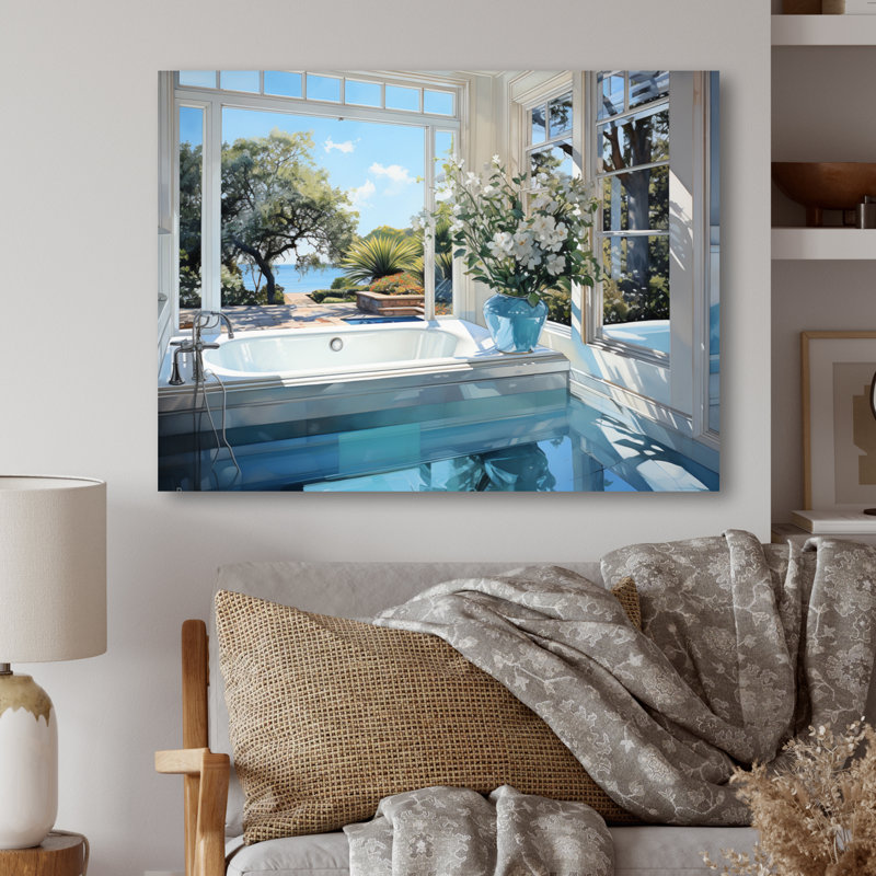 «Bathroom Tranquil Reflections III - Bath & Laundry», impressions sur métal, H 30 po x l 40 po x P 1 po