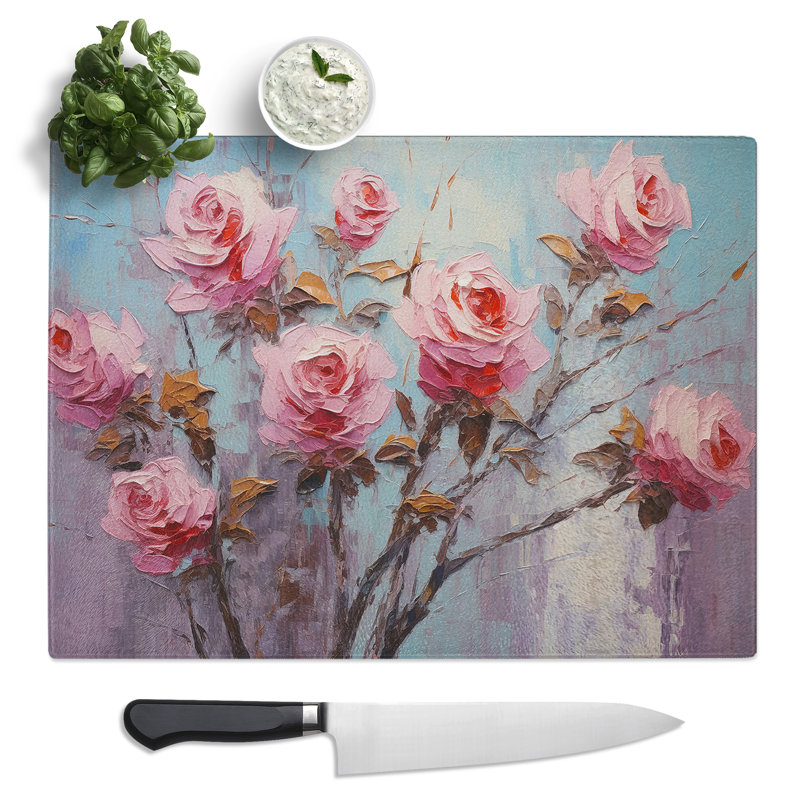 Rose Palette Knife No.4  Glass Chopping Board