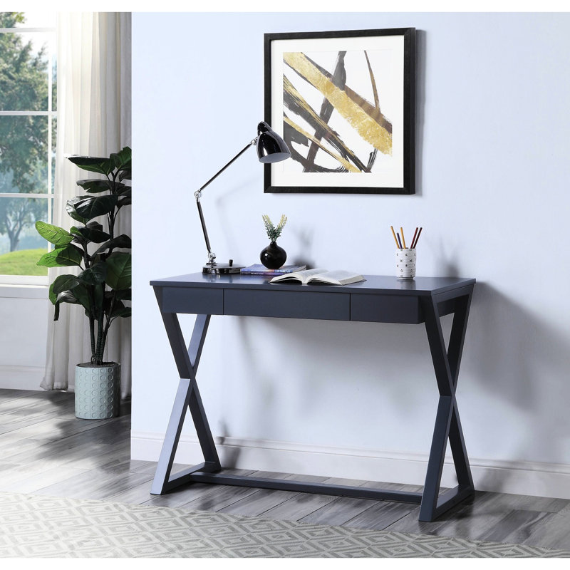 Console rectangulaire en anthracite, extension aux 2/3, anglais, base pour bureau et rangement