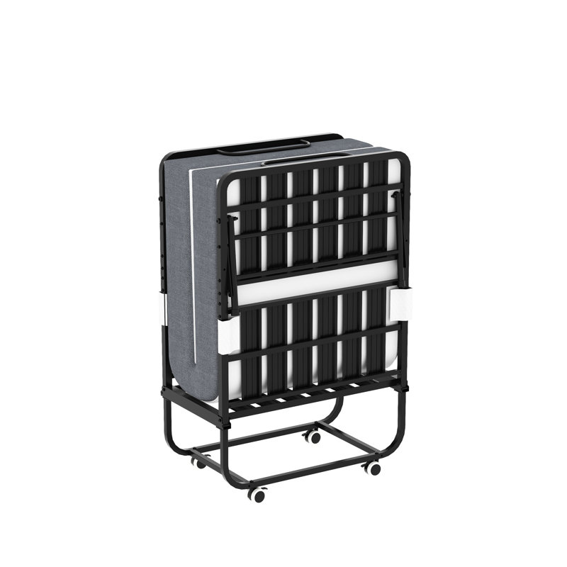 Lit pliant de 75 pouces avec matelas en mousse à mémoire de forme de 5 po, structure en métal portable, facile à ranger dans de petits espaces