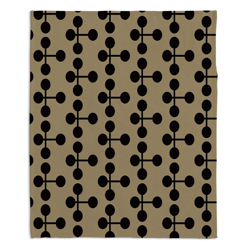 Couverture Mid-Century Dottie, 51 po x 60 po, Chocolat