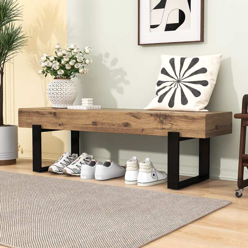 Modern Multi-Functional Bench with Sturdy Legs, Thick MDF Top, Natural