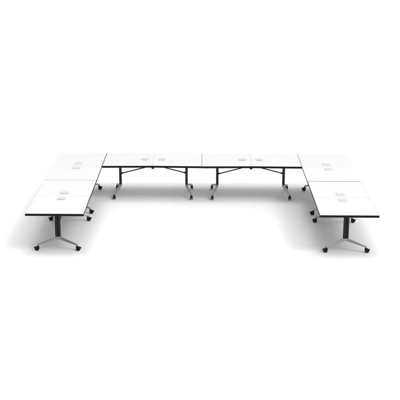 Rectangle 12 Person Flip Top 72'' L Modular Training Table and Chair Set with Casters and Modesty Panel and Cable Management