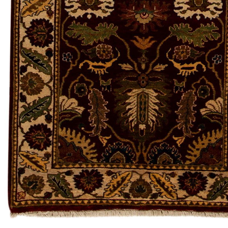 Tapis brun / beige de haute qualité noué à la main