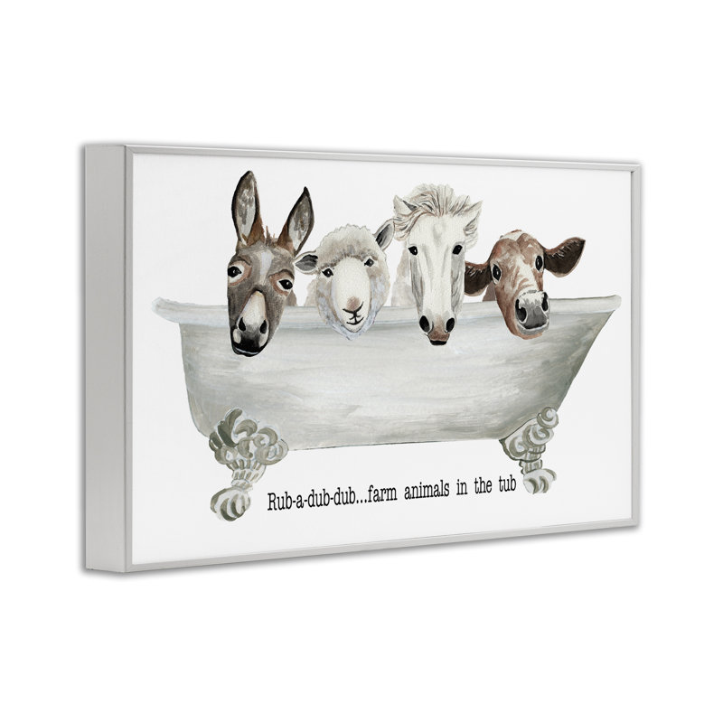 «Farm Farm», giclée par Cat Thurman Designs, Giclée encadrée blanc bord de mer, H 20 po x l 30 po