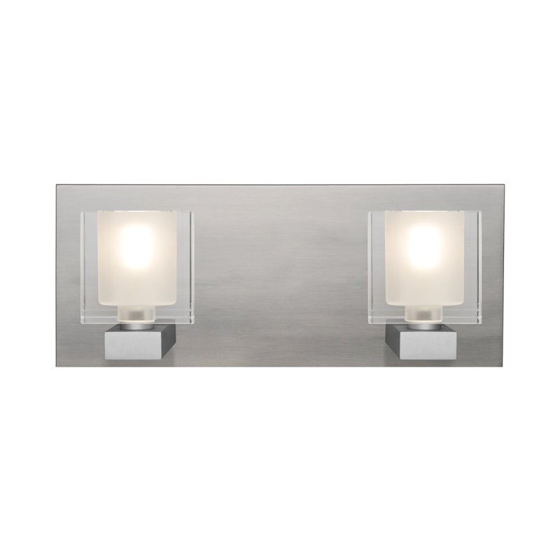 Barre d’éclairage de salle de bain 2 lumières Rockwell, Nickel satiné, Halogène