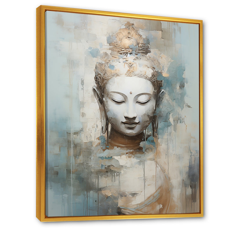 Statue de bouddhisme religieux III - impressions sur toile bouddhisme, Cadre flottant doré, H 20 po x l 12 po x P 1 po
