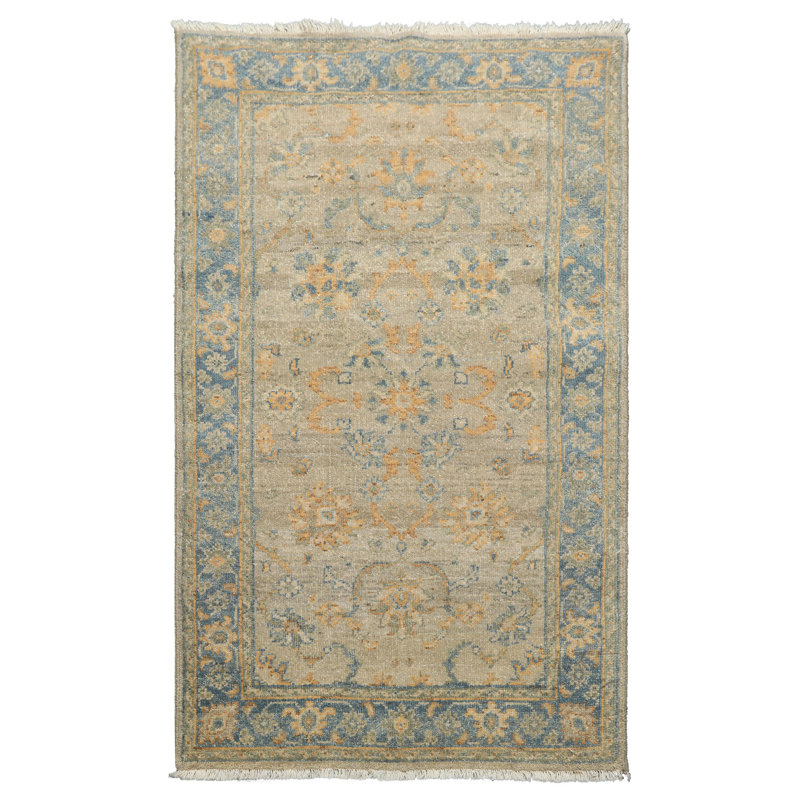 Tapis transitionnel afghan Oushak en laine noué à la main 3 x 5