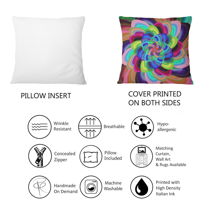 Coussin décoratif abstrait à motif de fleurs colorées abstraites