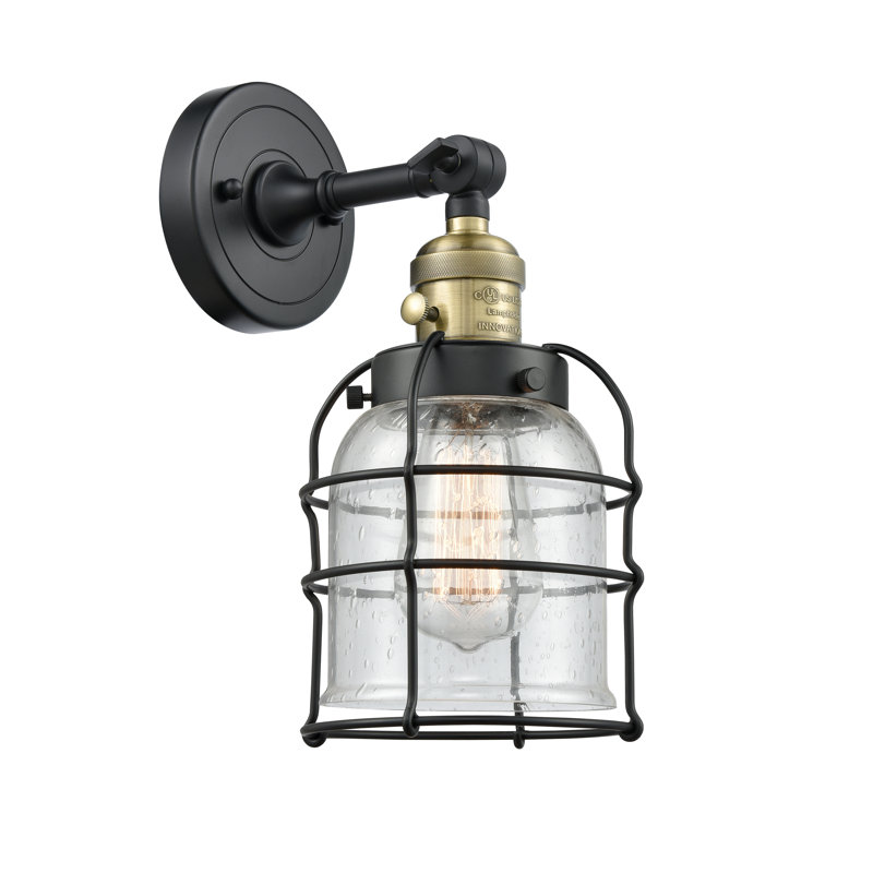 Bell Cage - 1 Light 6" Sconce, No Bulb Included, Clear, Black Antique Brass