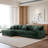 3 - Piece Upholstered Green Faux Rabbit Fur Flannel Modular Sectional Sofa with Armrests & Throw Pillows-1423505355