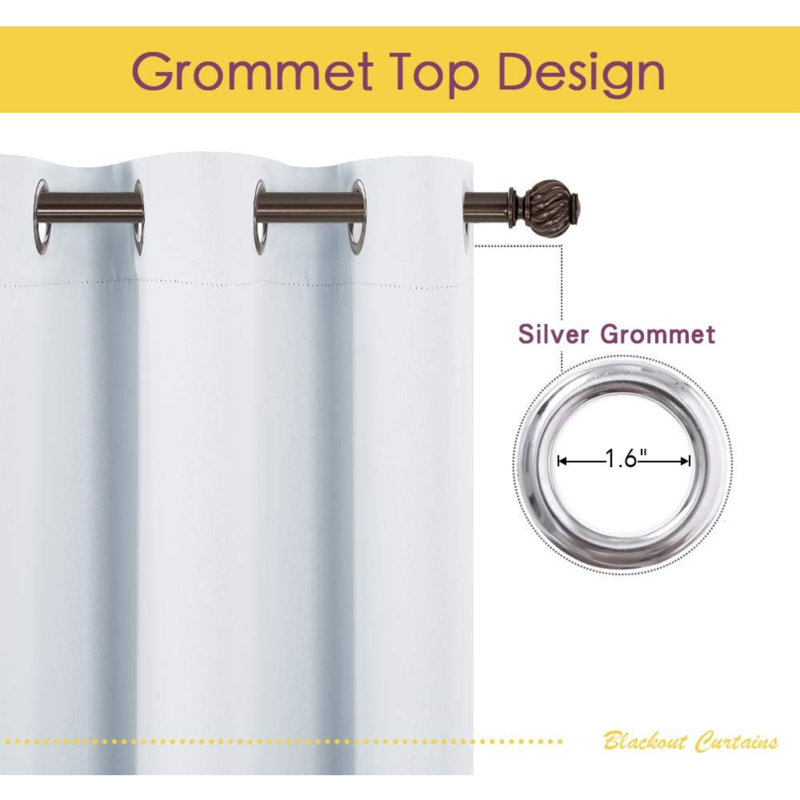 Blackout Curtain Pair, 42" W x 45" L, Greyish White