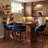 Modern Blue Upholstered Bar Stool With Woven Look Backrest & Fixed Black Metal Frame Stable Counter Height Stool For Kitchen Breakfast Bar Or Cafe, Set Of 3-1110269502-1120969728
